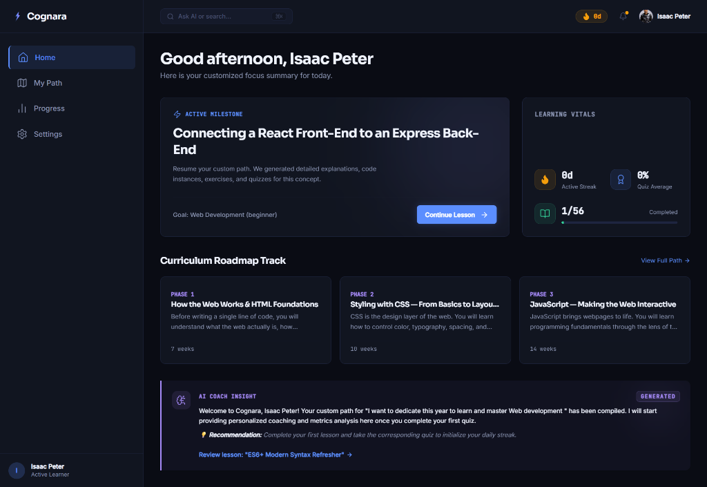 Cognara Dashboard Dark Mode